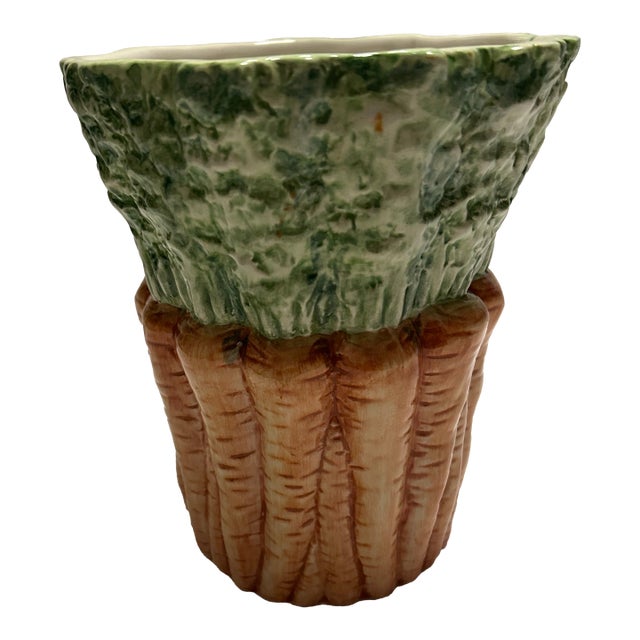 Late 20th Century Carrot Majolica-Style Vase For Sale