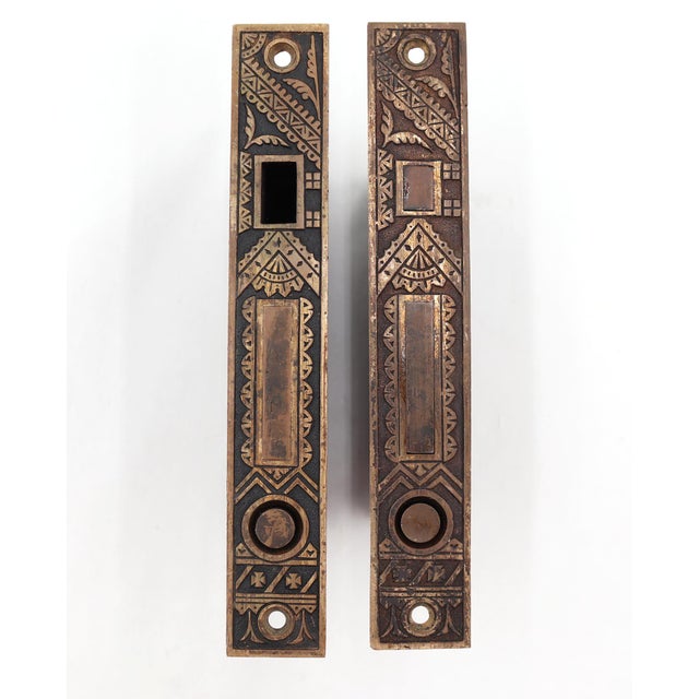 Traditional Pair of Antique Aesthetic Barrows Lock Brass Pocket Door Locks For Sale - Image 3 of 6
