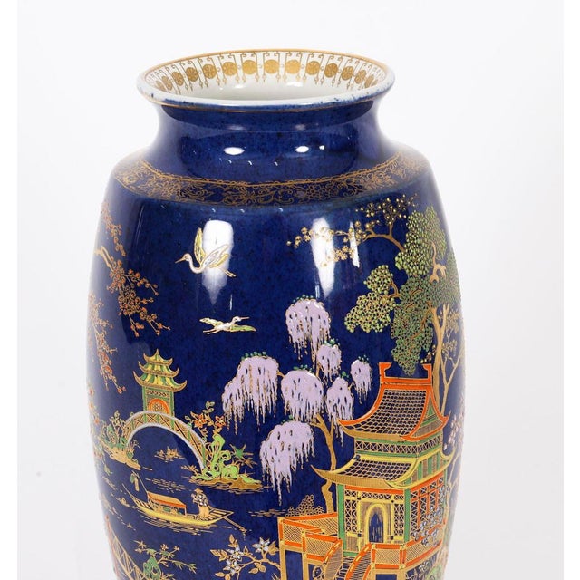 Vintage Cobalt Blue Porcelain Vases from Carlton Ware, 1920s, Set of 2 For Sale - Image 6 of 18