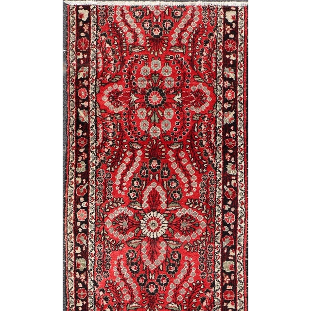 Vintage Lilihan Runner With Red Field and Bold Floral Medallion Design For Sale - Image 4 of 13