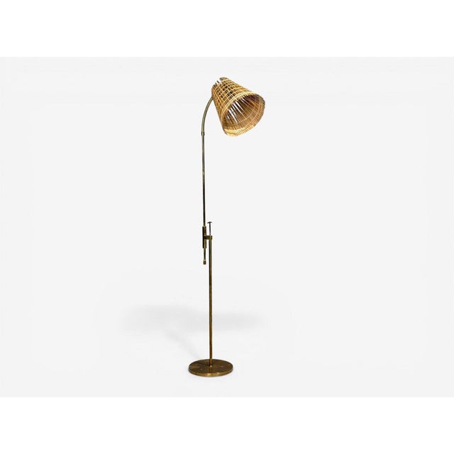 Mid-Century Modern 1960s Falkenbergs Belysning, Adjustable Floor Lamp, Brass, Bamboo, Sweden For Sale - Image 3 of 16
