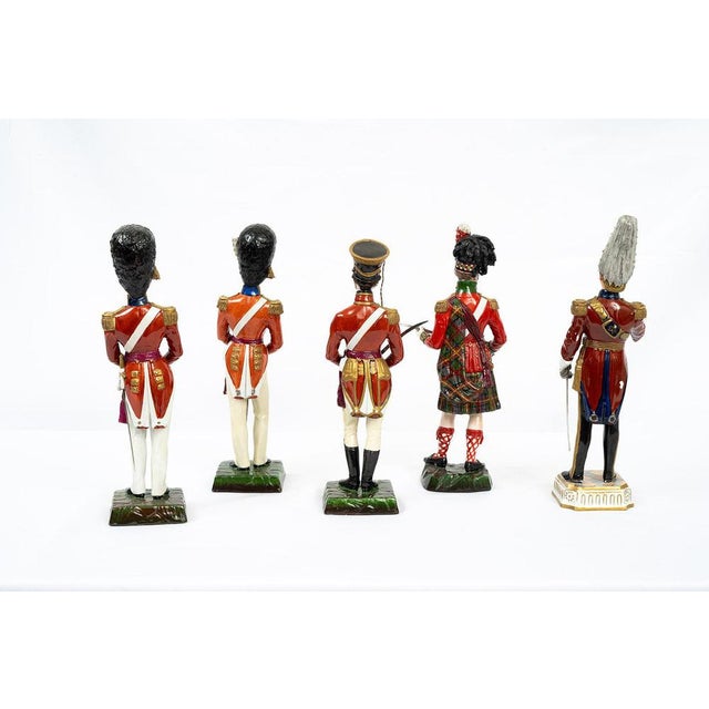 Antique 20th Century Soldiers in Polychrome Capodimonte Porcelain, Naples, Set of 5 For Sale - Image 4 of 6