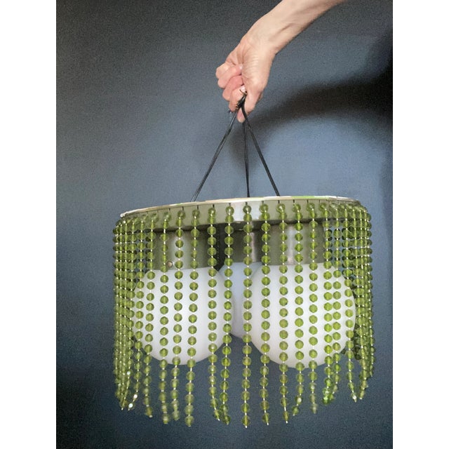 Mid-Century Modern 1970s Vintage Beaded Light Fixture Chandelier For Sale - Image 3 of 9