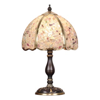 Color Stone Collage & Wood-Copper Lamp For Sale