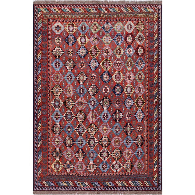 1970s Semi Vintage Tribal Soumakh Wool Rug - 6'4" X 8'6" For Sale - Image 11 of 11