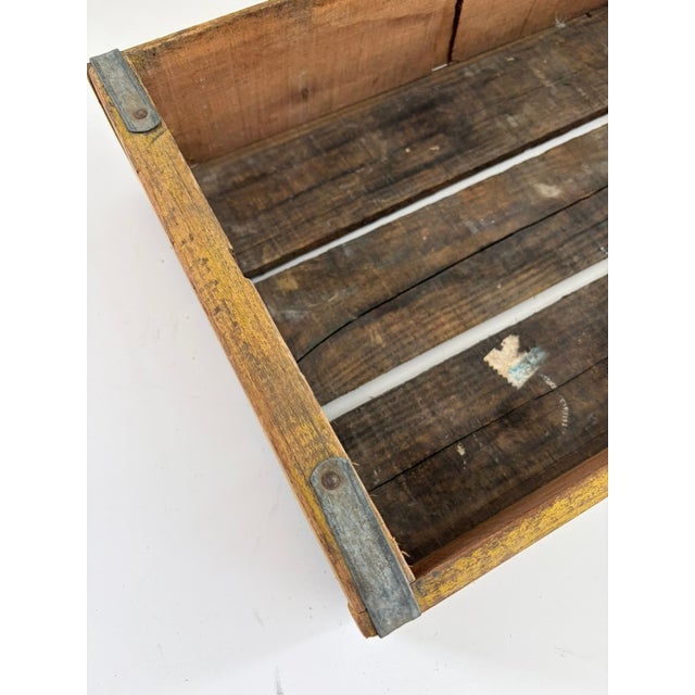 Title: Vintage Pepsi Wood Soda Crate – Yellow With Blue Lettering For Sale - Image 10 of 11