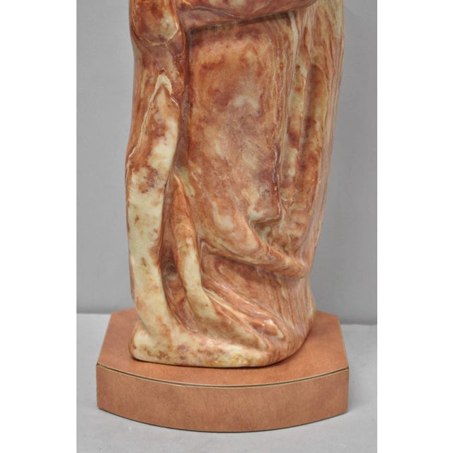 Late 20th Century Vintage Seymour Shuren Modern Carved Pink Marble Tall Woman Figure Sculpture For Sale - Image 5 of 18