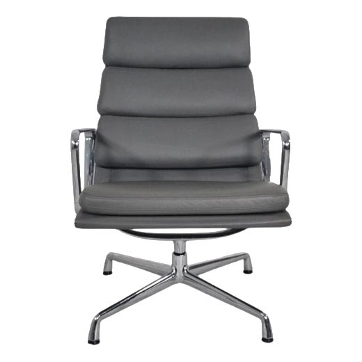 EA219 Soft Pad Chair in Soft Leather by Charles and Ray Eames for Vitra For Sale