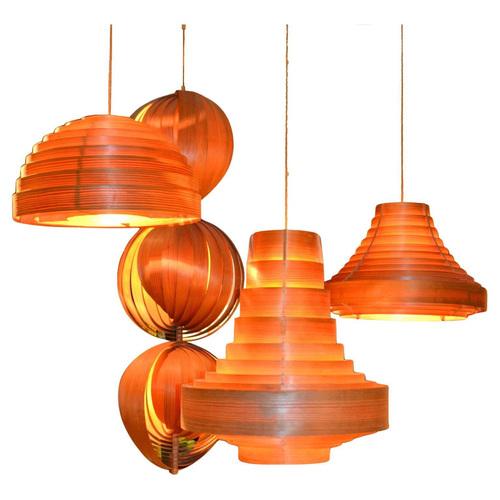 Large Vintage Plywood Lamps attributed to Hans Agne Jacobsson, 1960s, Set of 4 For Sale - Image 14 of 14