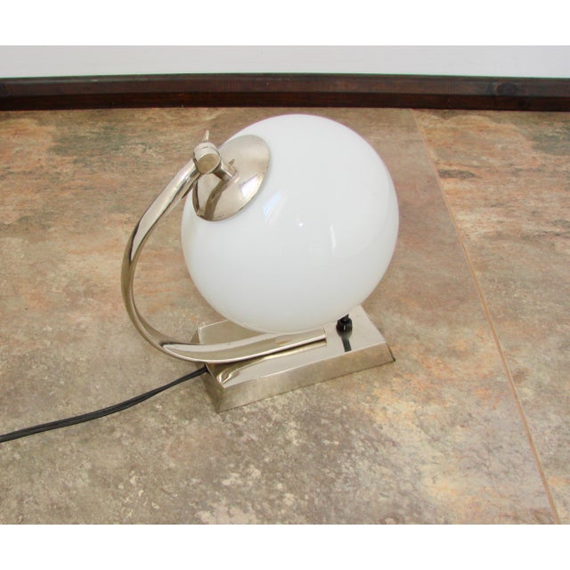 Art Deco Lamp in Nickel-Plated Brass and Glass, 1940s, in Very Good conditions. Designed 1920 to 1949 European Plug (up to...