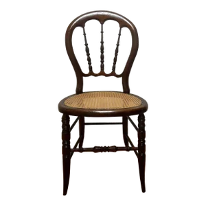 Early 20th Century Victorian Cane Seat Spindle Balloon Back Parlor Chair