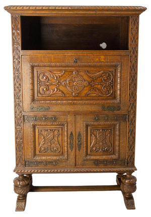 Mid-Century Spanish Buffet Secretaire in Oak, 1960s
