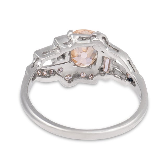 1920s Art Deco Gia 0.80 Carat Old Mine Cut Diamond Platinum Engagement Ring, Size 6 For Sale In Los Angeles - Image 6 of 8