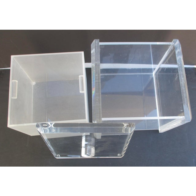 1990s Mid Century Modern Heavy Lucite Ice Bucket For Sale - Image 4 of 7