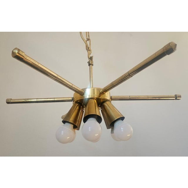 Mid-Century Brass Chandelier, 1970s For Sale - Image 4 of 17