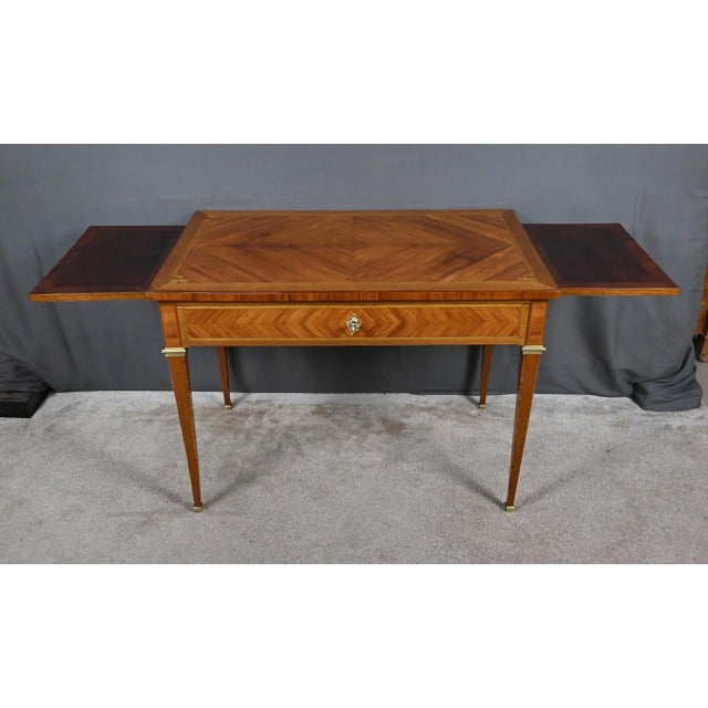 Small Early 20th Century Louis XVI Marquetry Writing Table, 1890s For Sale - Image 11 of 18