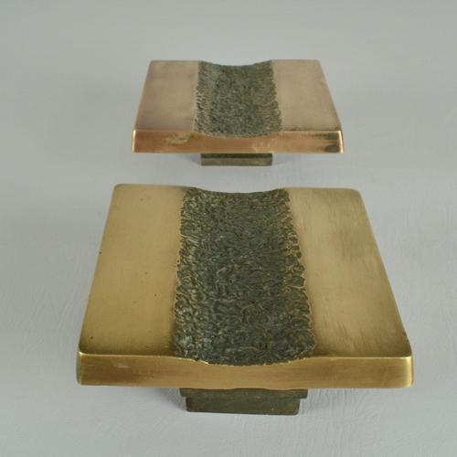 1970s Vintage Architectural Push and Pull Bronze Door Handle Square, 1970s, Set of 5 For Sale - Image 5 of 15