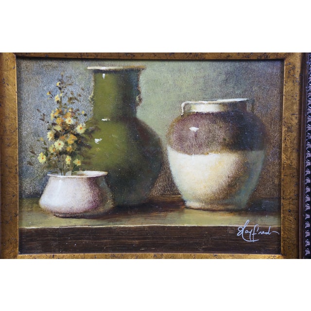 Late 20th Century Late 20th Century Timeless Treasures Vase Crock Yellow Flowers Still Life Oil Painting 27" For Sale - Image 5 of 11