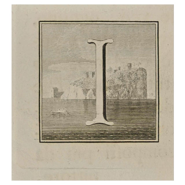 Luigi Vanvitelli, Letter of the Alphabet I, Etching, 18th Century For Sale