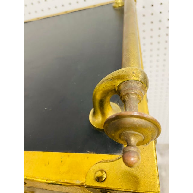 Brass Vintage Rustic Stained Glass Two Door Cabinet by Habersham. For Sale - Image 8 of 12