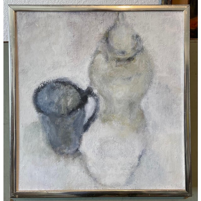 Betsy Podlach (American, born 1964.) Still life with Tin Cup, 1996 17.5 X 16.5 inches. Framed it measures 18.25 X 17.25...