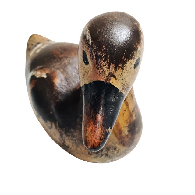 Farmhouse Vintage Sarreid Ltd. Hand-Carved and Painted Italian Wood Duck Sculpture - Design No. 132 For Sale - Image 3 of 12