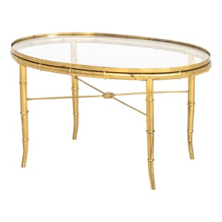Maison Jansen Style Faux Bamboo Brass Coffee Table For Sale