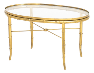 Maison Jansen Style Faux Bamboo Brass Coffee Table