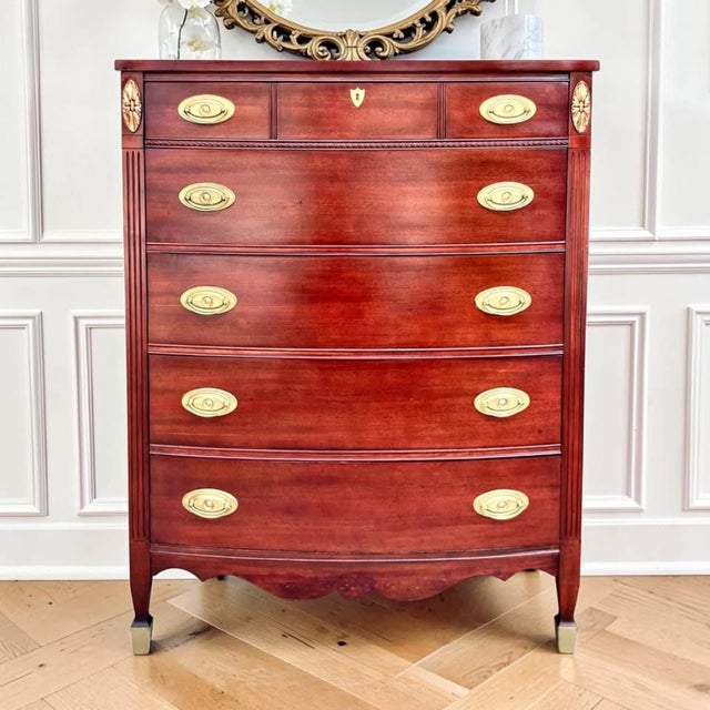 1950s Vintage Federal Mahogany Tall Chest | Chest of Drawers | Dresser For Sale - Image 5 of 11