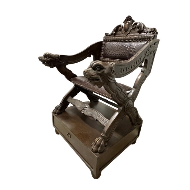 Early 20th Century Early 20th Century Carved Dog-Head Savonarola Chair For Sale - Image 5 of 12
