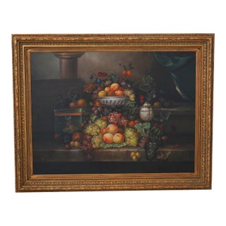 w.jenkins Artist Signed Large Floral Still Life Painting on Canvas For Sale