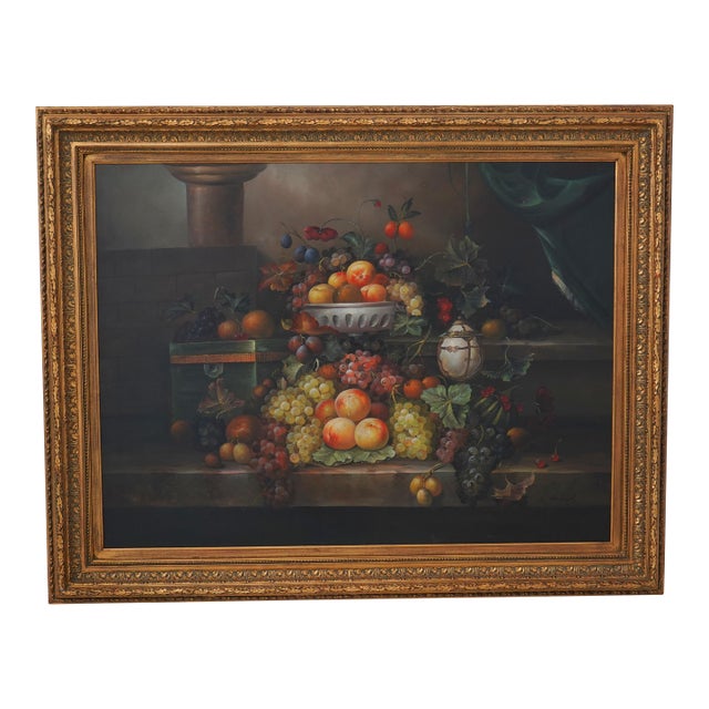 w.jenkins Artist Signed Large Floral Still Life Painting on Canvas For Sale