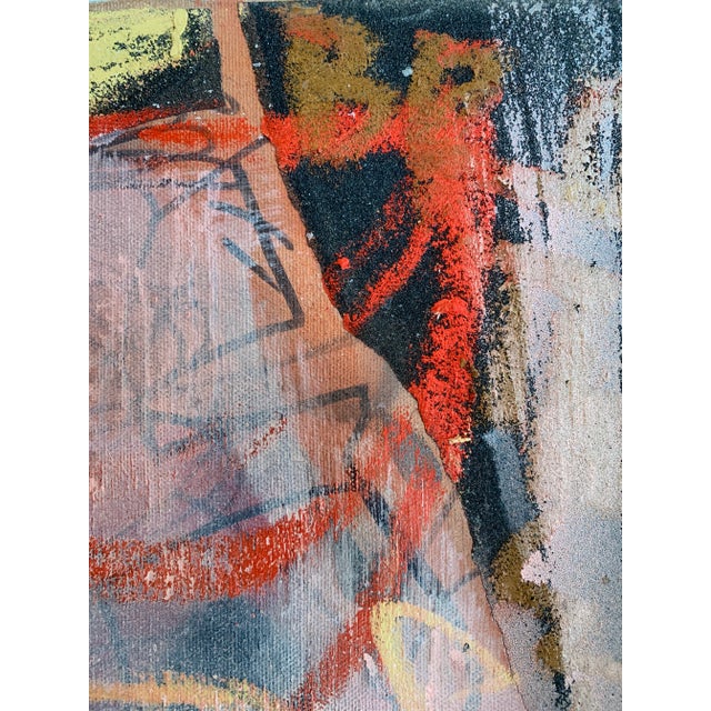 Pink 1980s Abstract Mixed-Media Graffiti Painting on Canvas For Sale - Image 8 of 10