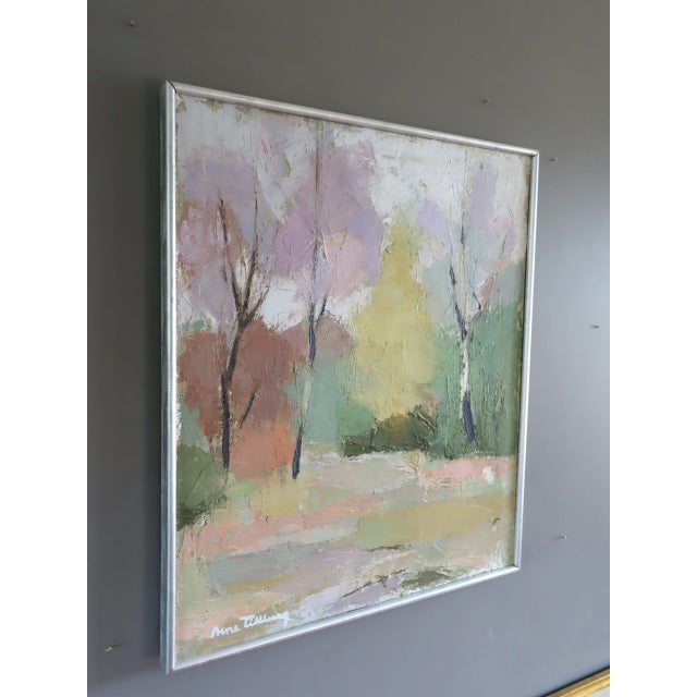 Mid 20th Century Mid-Century Modern 'Pastel Grove' Vintage Original Landscape Oil Painting, Framed For Sale - Image 5 of 14