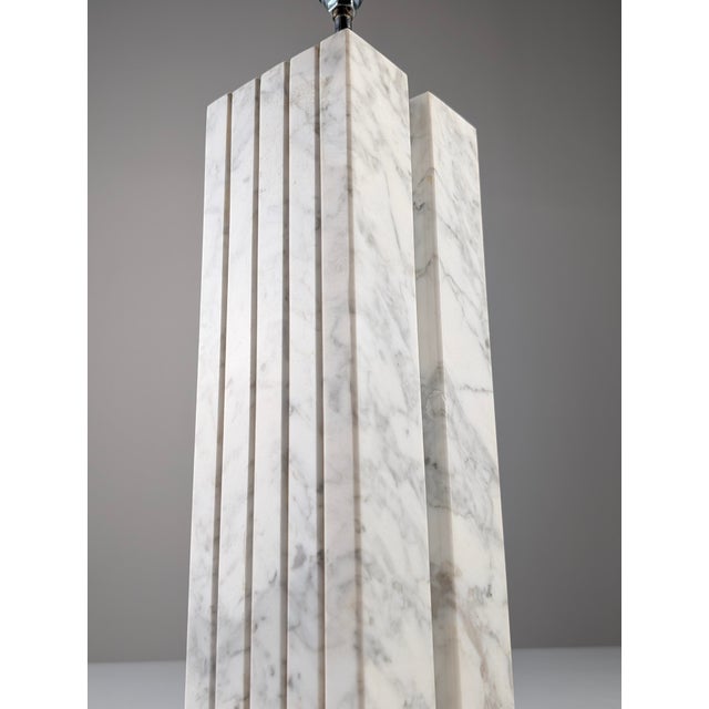 Art Deco Carrara Marble Table Lamp Base, 1940s For Sale - Image 6 of 13