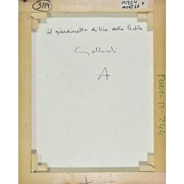 Modern Alberto Gallerati, The Little Garden on Via della Partita, Oil on Canvas, 1970s For Sale - Image 3 of 5