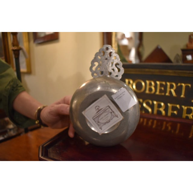 American American Unmarked Pewter Porringer With a Pierced Crown Handle For Sale - Image 3 of 4