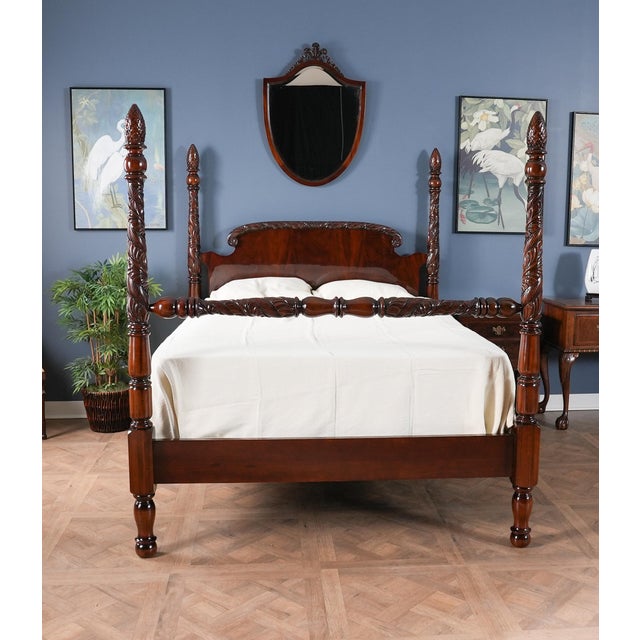 Niagara Furniture King Size Mahogany Poster Bedframe For Sale - Image 4 of 13