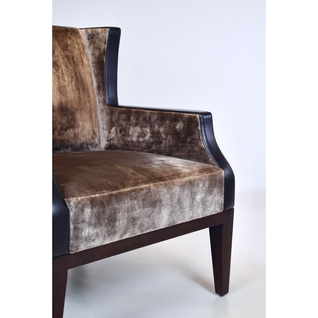 French Christian Liaigre for Holly Hunt Brown Leather & Velvet Chair For Sale - Image 15 of 16