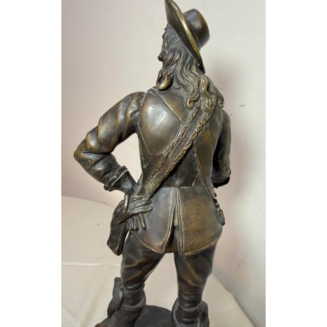 High Quality 19th Century Antique Bronze Musketeer Cavalier Statue Sculpture For Sale - Image 15 of 16