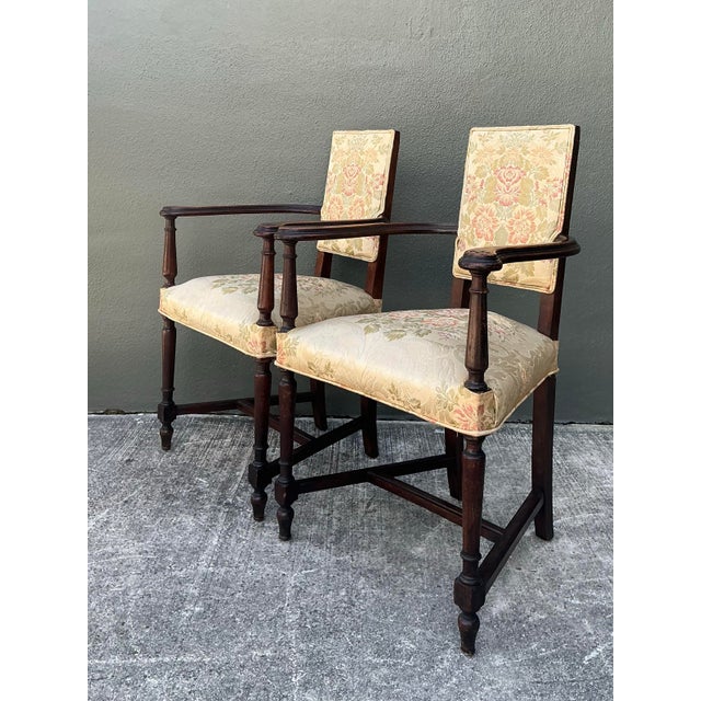Vintage 19th Century Carved Arm Chairs - A Pair For Sale - Image 10 of 12