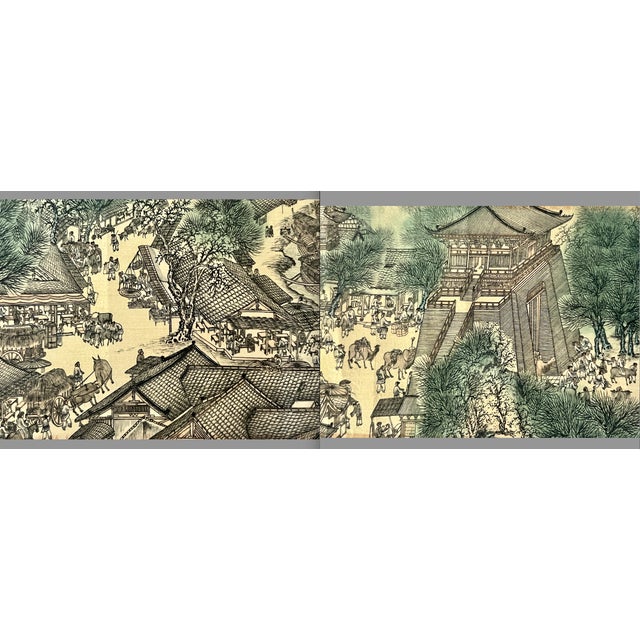 8.5' Long, "Along the River During the Qing Ming Festival", Epic Song Dynasty Scenic Chinese Study Piece, Silk Scroll Painting After Zhang Zeduan For Sale - Image 11 of 12