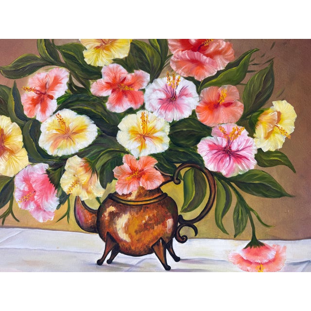 Impressionist J. Francis Floral Impressionist Still Life Oil on Canvas Painting – Unframed For Sale - Image 3 of 11