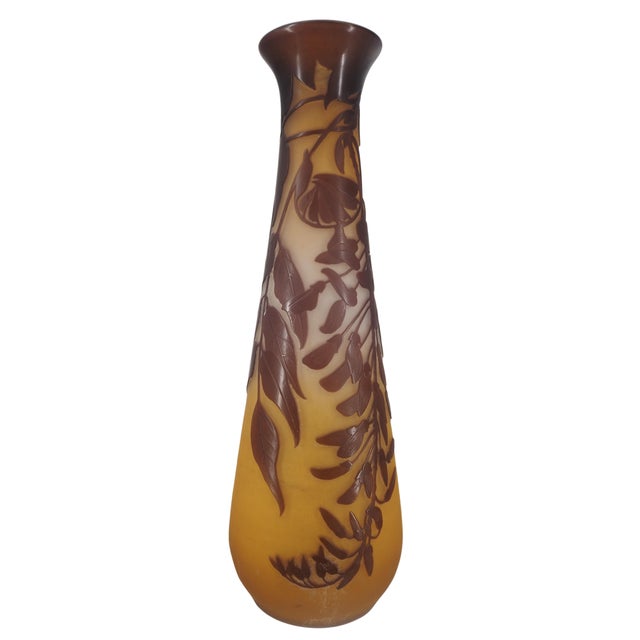 Nancy Glass Paste Vase with Wisteria by Émile Galle For Sale - Image 9 of 9