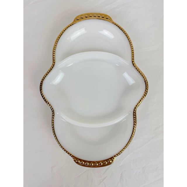 Anchor Hocking Fire King White Milk Glass Divided Platter Classic vintage 40's Fire King divided dish. White milk glass...