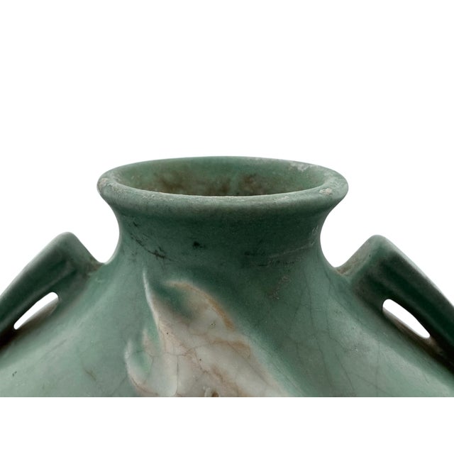 Ceramic 1937 "Thornapple" Squat Two-Handled Vase by Roseville For Sale - Image 7 of 13
