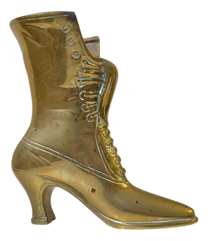 Vintage Victorian Style Brass High-Heel Button Boot Vase, 1980s