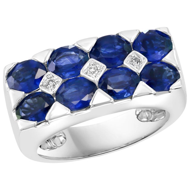 2.5 Carat Blue Sapphire and Diamond Cocktail Ring in 18 Karat White Gold Estate For Sale - Image 15 of 18