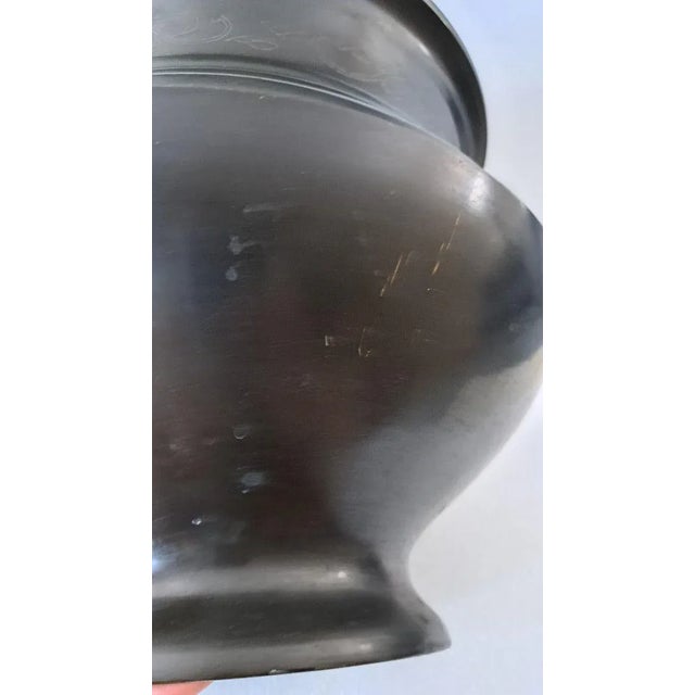 Bronze Early 20th Century Asian Bronze Pot Planter W/Embossed Floral & Geometric For Sale - Image 8 of 10