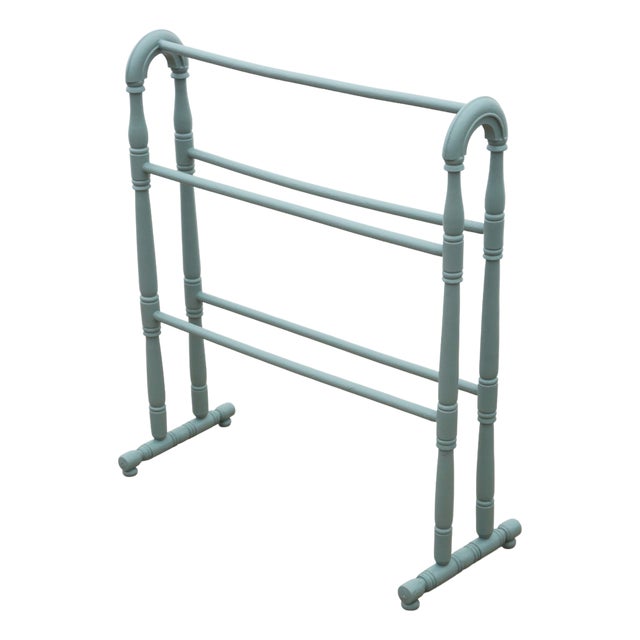 Antique Green Painted Towel Rail Stand, 1800s For Sale